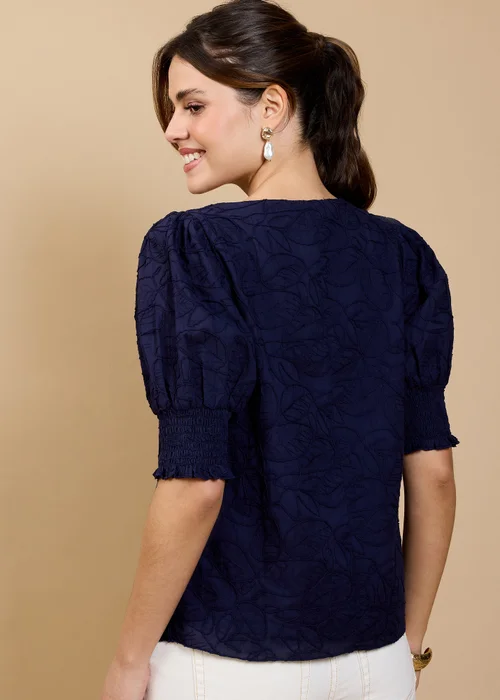Little Mistress Navy Embroidered Top by Vicky Pattison - 8 Image 4