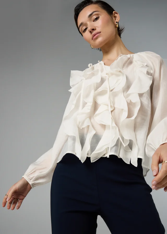 Et Vous Cream Statement Frill Blouse