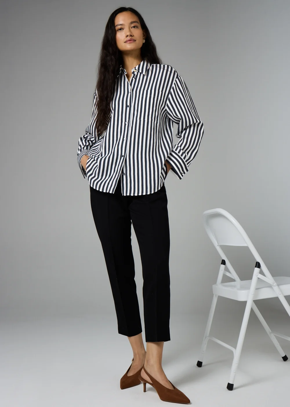 Et Vous Navy Stripe Shirt - Size 12 Image 1