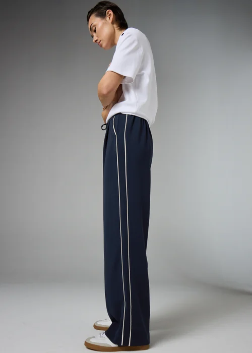 Et Vous Navy Side Stripe Trousers - Size 08 29 leg Image 2