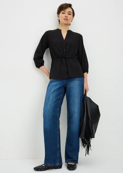 Black Clipper Tie Waist Shirt - Size 8 Image 2