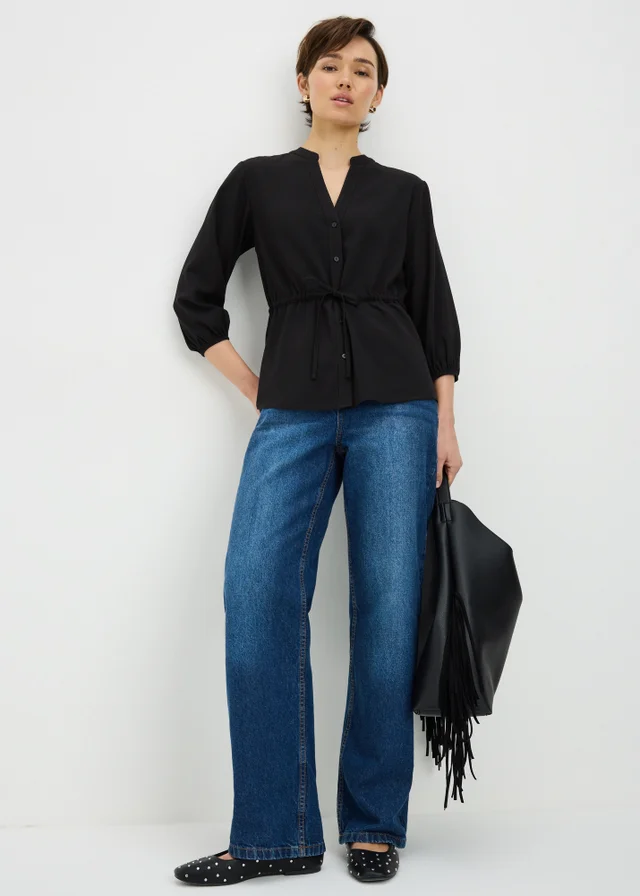 Black Clipper Tie Waist Shirt