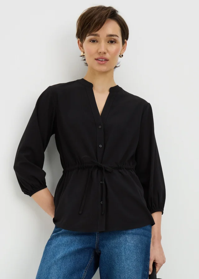 Black Clipper Tie Waist Shirt
