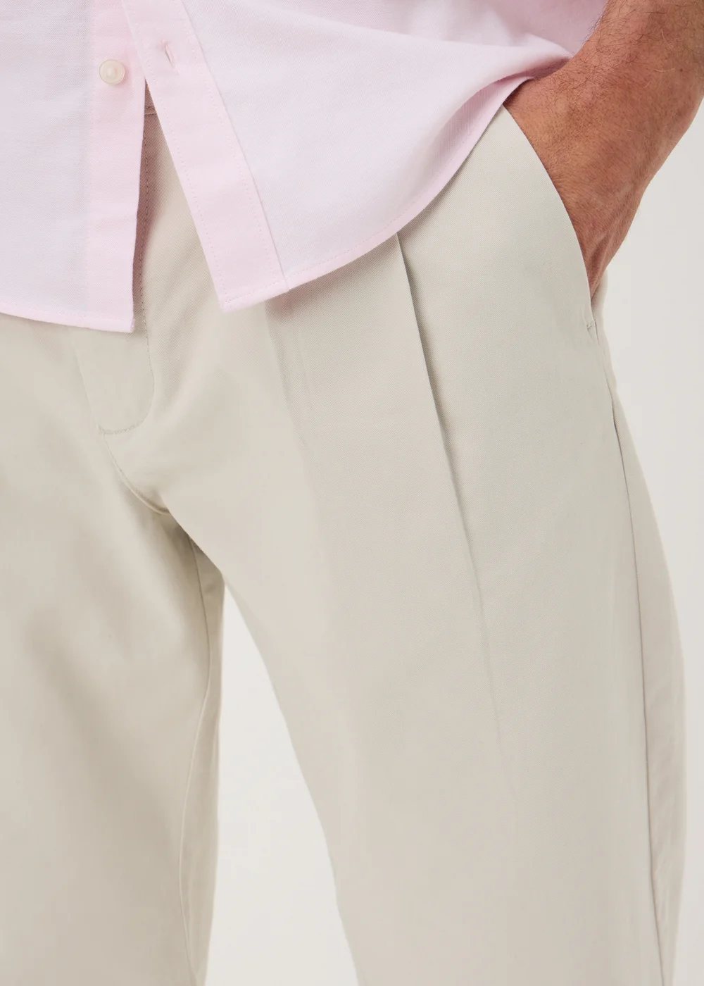Ecru Pleated Chinos - 30 R Image 2