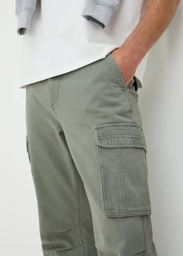 Khaki Loose Fit Cargo Trousers
