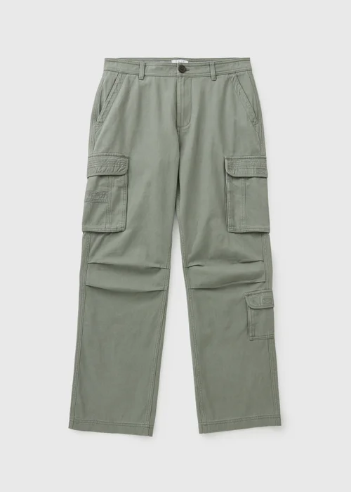 Khaki Loose Fit Cargo Trousers - 32 L Image 4