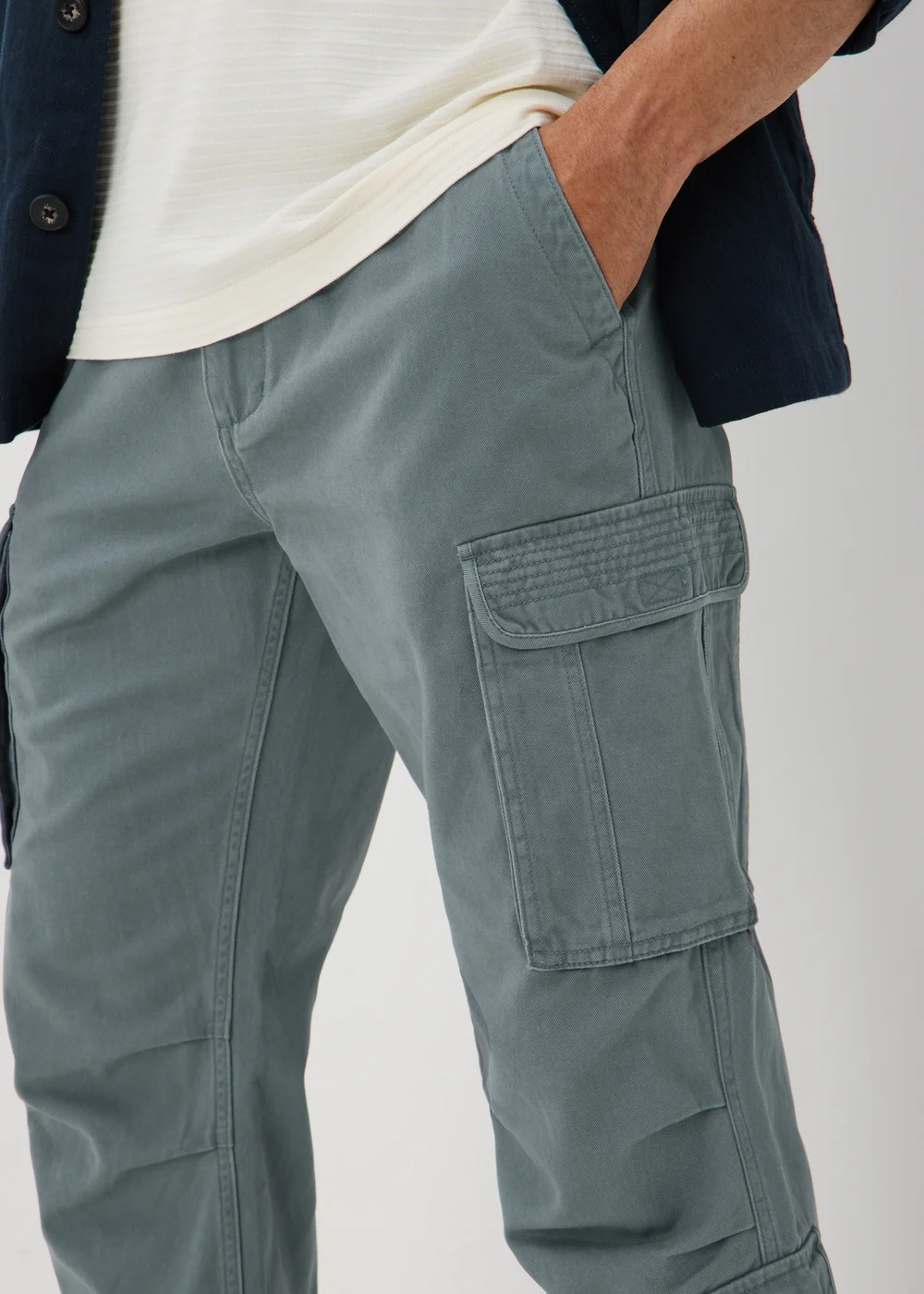 Slate Loose Fit Cargo Trousers - 32 L Image 3
