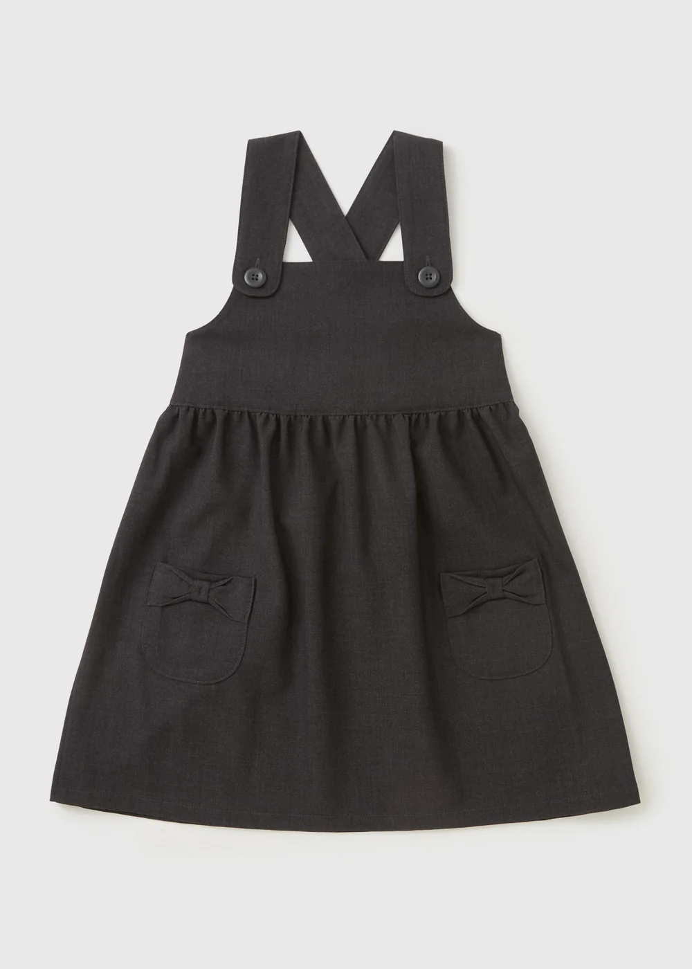 Girls Grey Bow Pocket Pinafore Dress (4-9yrs) - Age 4 Years Image 1