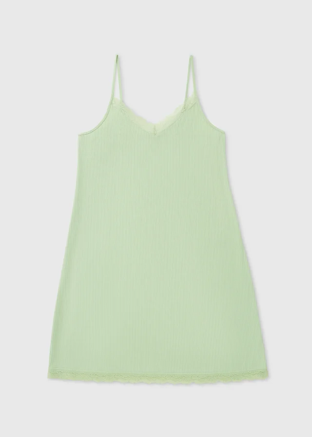 Green Ribbed Chemise Nightie