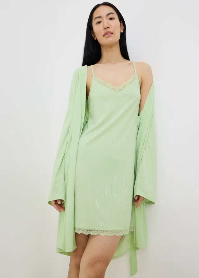 Green Ribbed Chemise Nightie