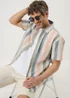 Lincoln Ecru Stripe Short Sleeve Shirt - S Image 1