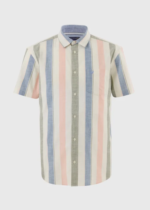 Lincoln Ecru Stripe Short Sleeve Shirt - S Image 4