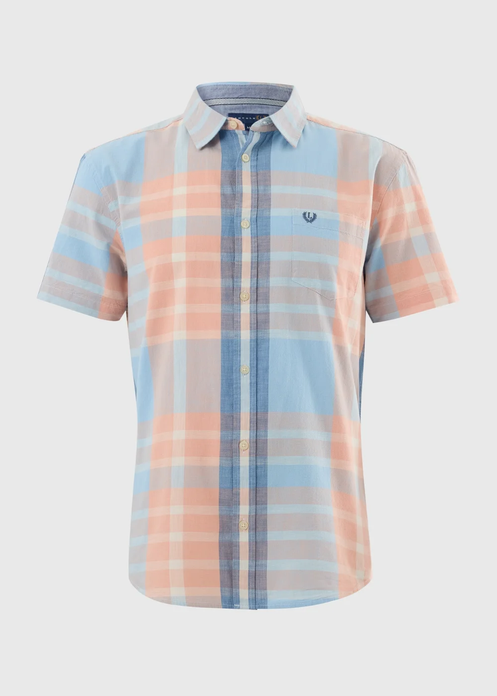 Lincoln Peach Check Short Sleeve Shirt - S Image 4