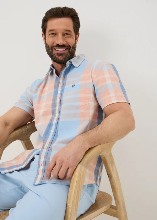 Lincoln Peach Check Short Sleeve Shirt - S Image 1