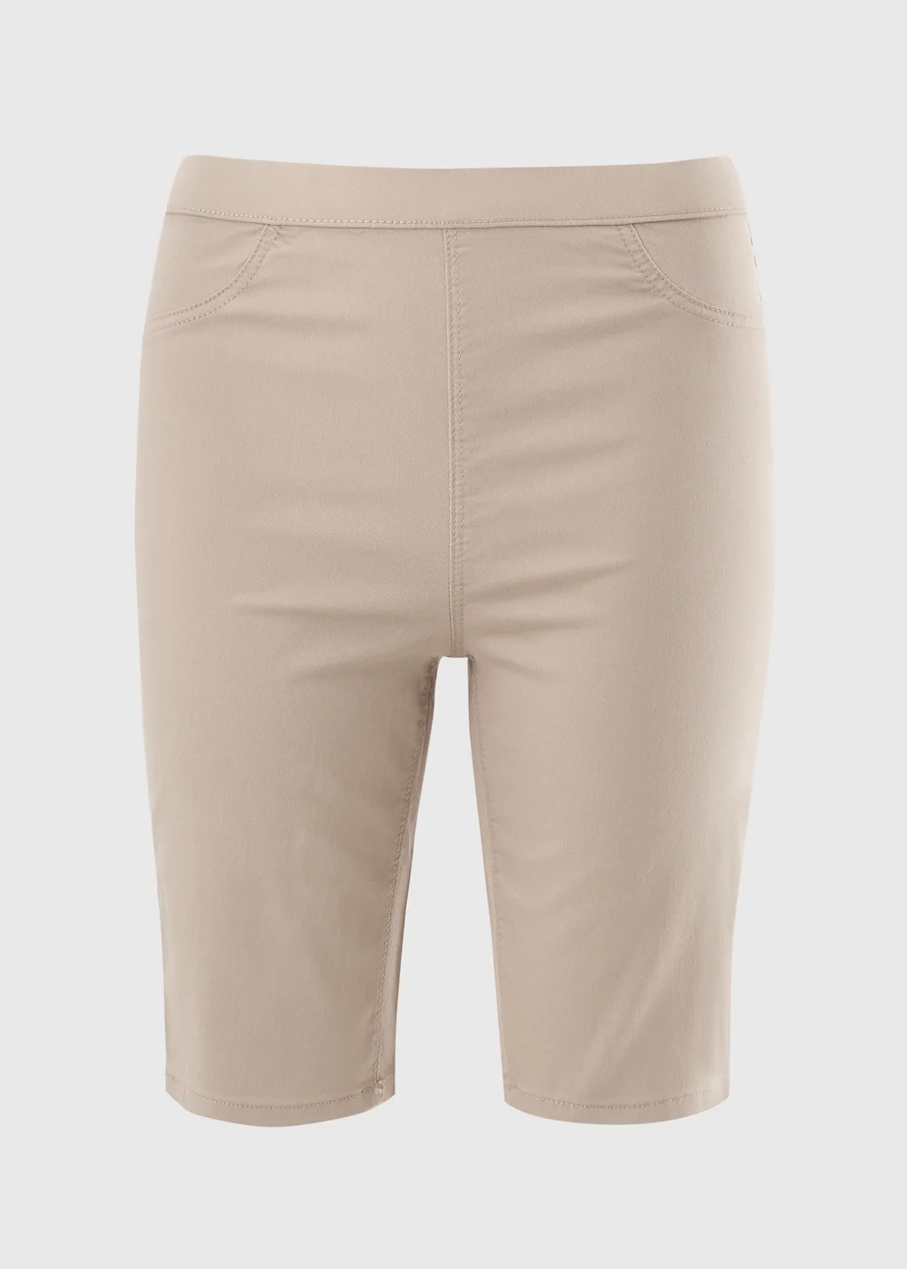 Rosie Taupe Stretch Knee Length Denim Shorts - 8 Image 1