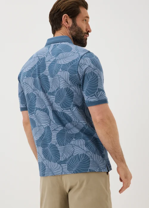 Blue Palm Print Polo Shirt - S Image 2