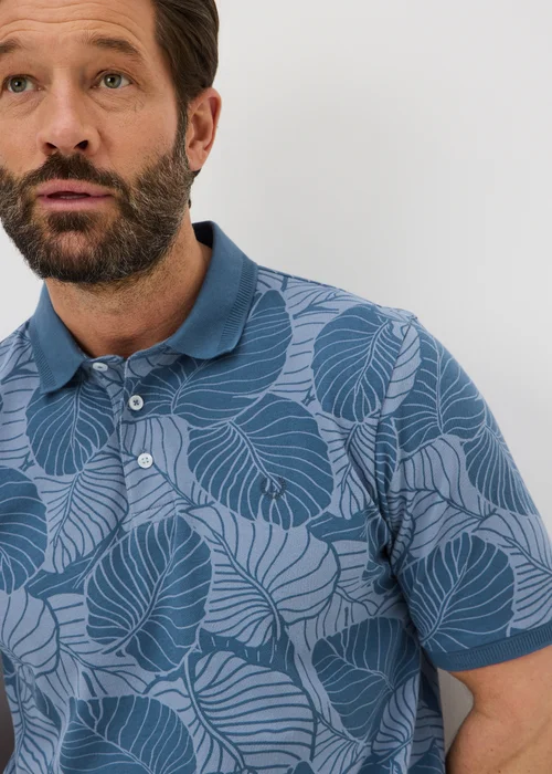 Blue Palm Print Polo Shirt - S Image 3