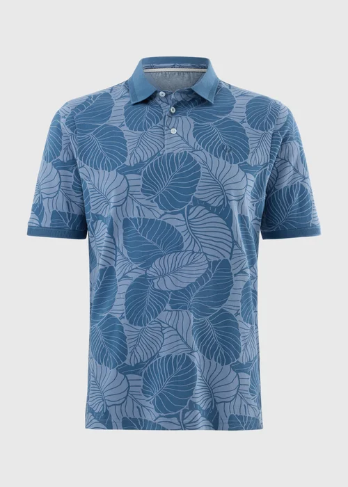 Blue Palm Print Polo Shirt - S Image 4