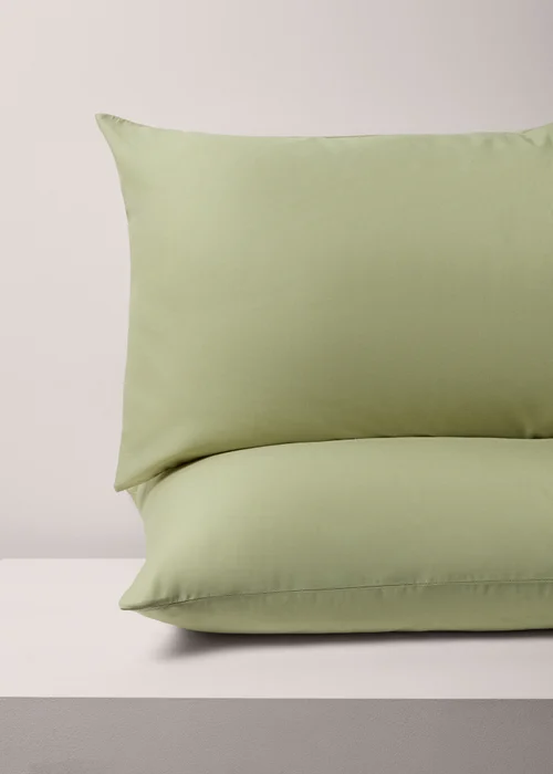 2 Pack Green Polycotton Housewife Pillowcases Image 1