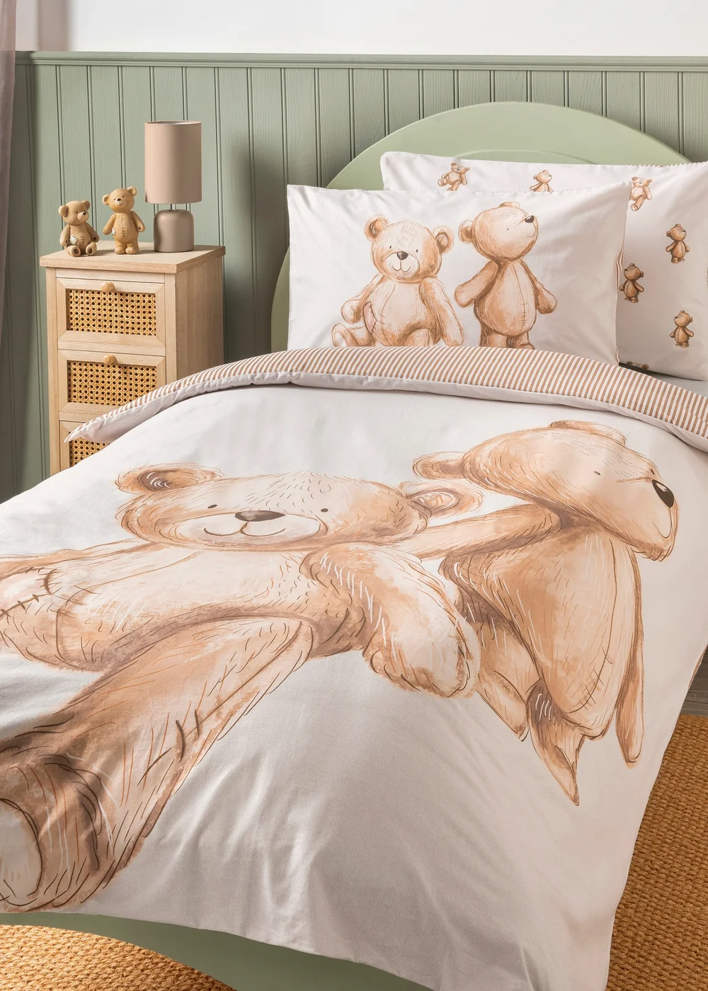 Beige Patch Teddy Bear Duvet Set - Single Image 1
