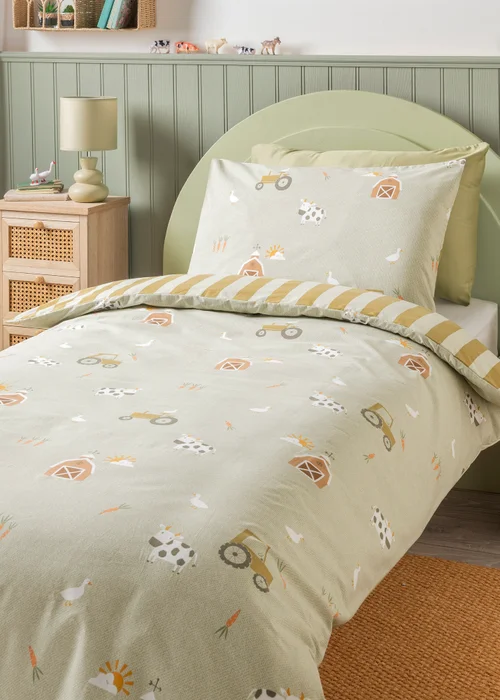 Sage Farm Animal Duvet Set - Single Image 1