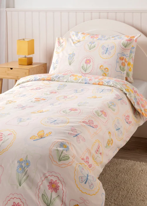 Multicolour Flower Cameo Duvet Set - Single Image 1