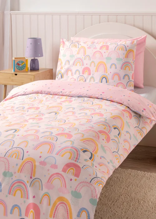 Pink Rainbow Duvet Set - Single Image 1