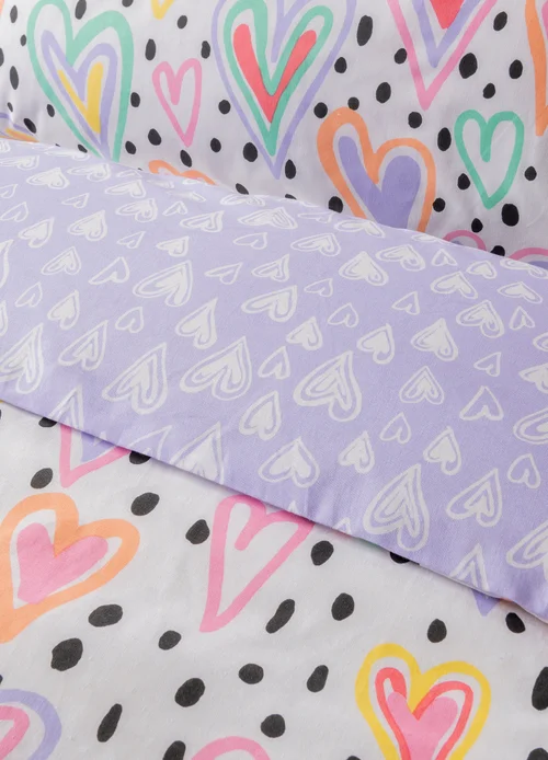 Lilac Polka Dot Heart Duvet Set - Single Image 3
