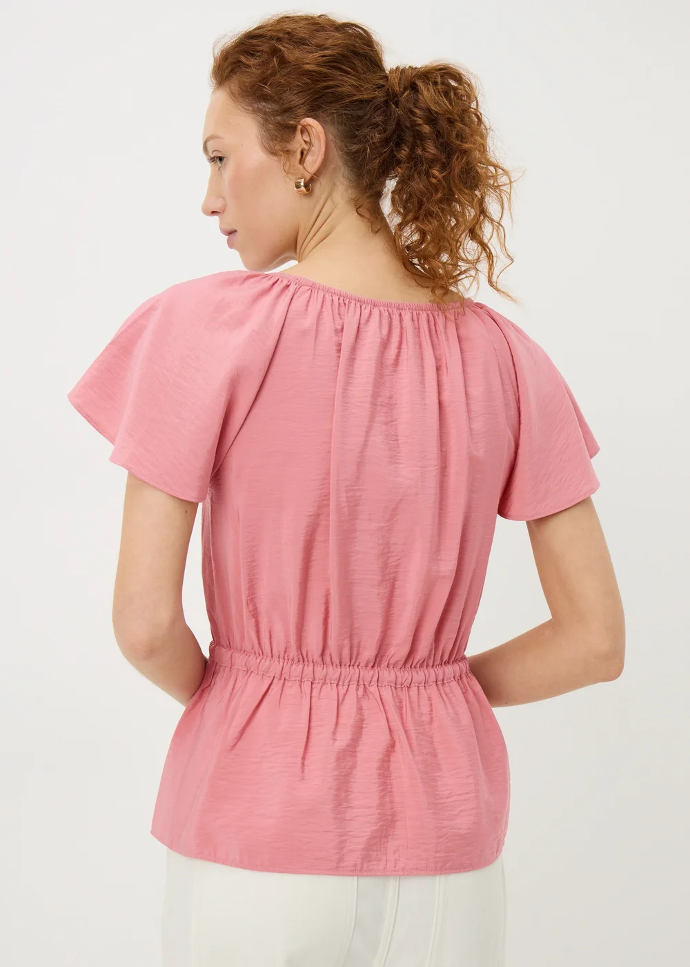 Pink Angel Sleeve Tie Waist Shirt - 24 Image 3