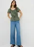 Green Angel Sleeve Tie Waist Shirt - Size 8 Image 1