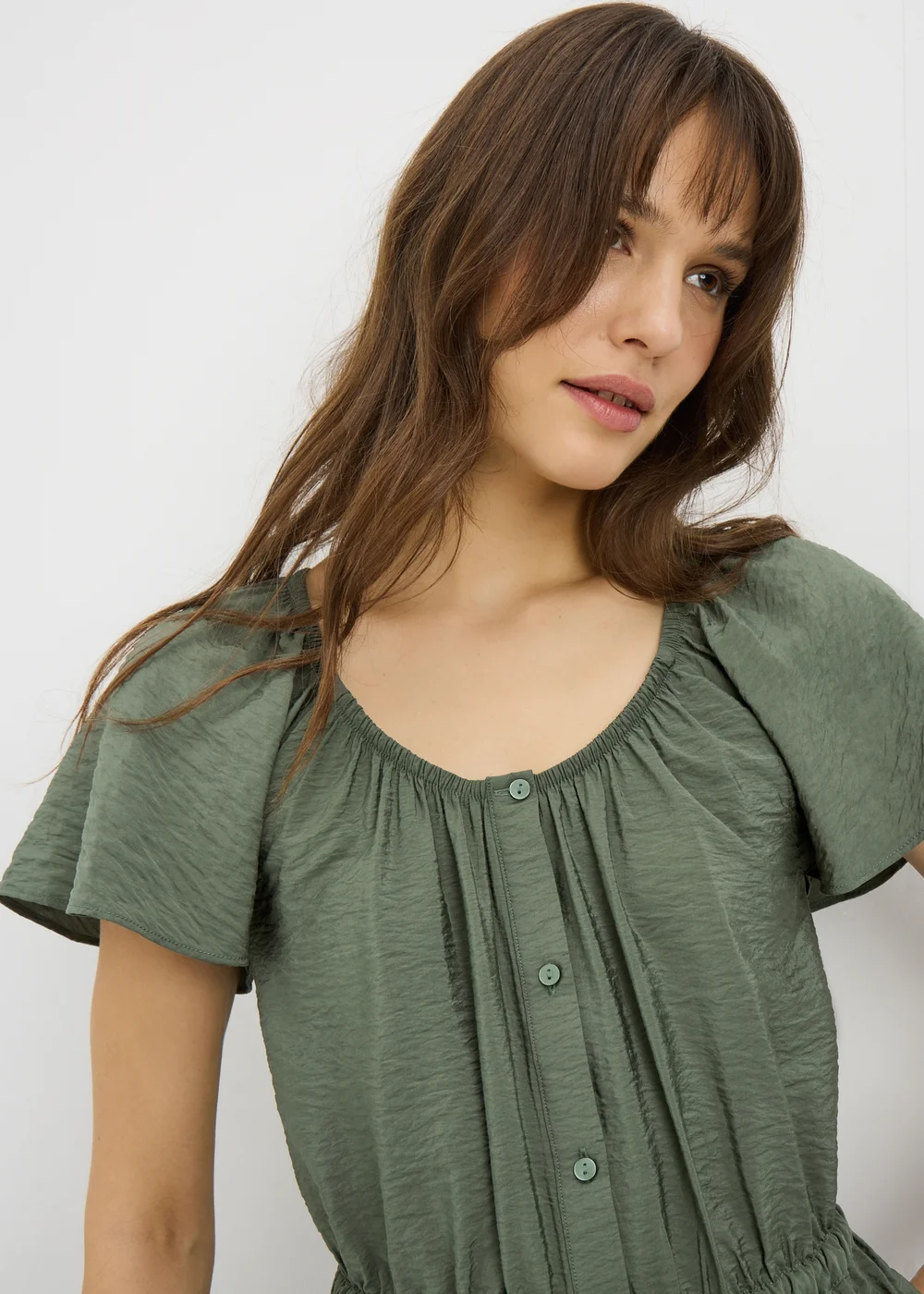 Green Angel Sleeve Tie Waist Shirt - 28 Image 3