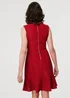 Izabel London Red Textured Sleeveless Short Skater Dress - 16 Image 2