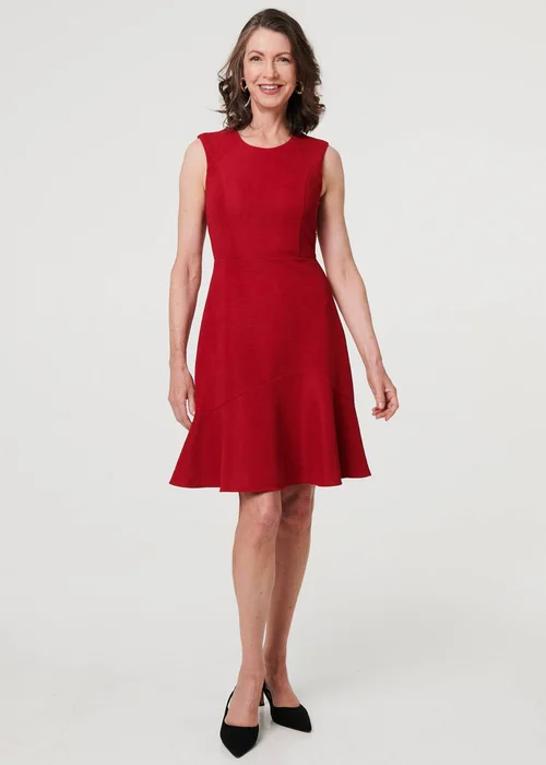 Izabel London Red Textured Sleeveless Short Skater Dress - 16 Image 1