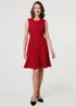 Izabel London Red Textured Sleeveless Short Skater Dress - 16 Image 1
