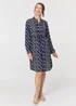 Izabel London Blue Geo Print Tie Waist Knee Length Dress - 8 Image 4