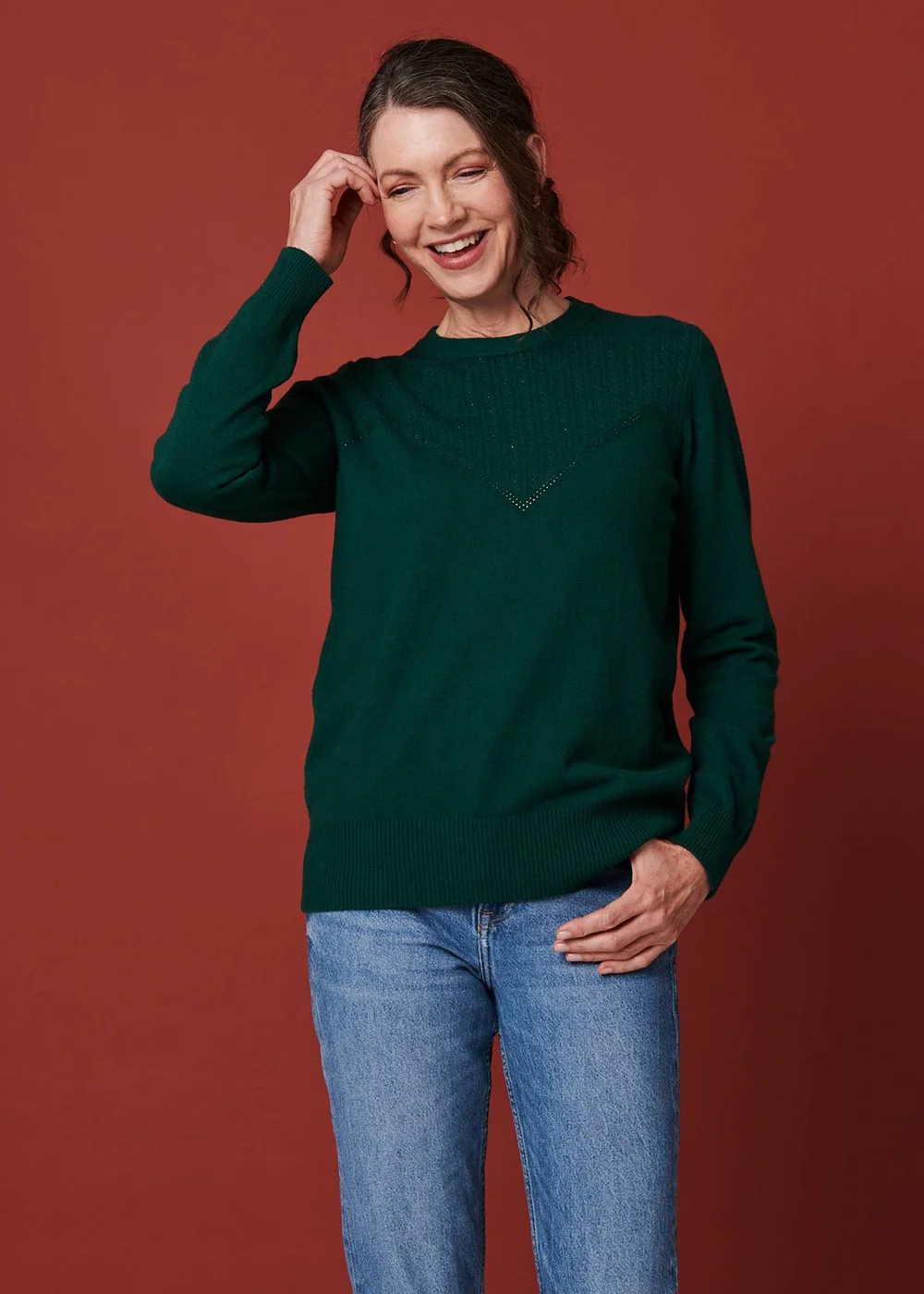 Izabel London Green Textured Knit Slim Fit Jumper - Size 16 Clothing Image 1