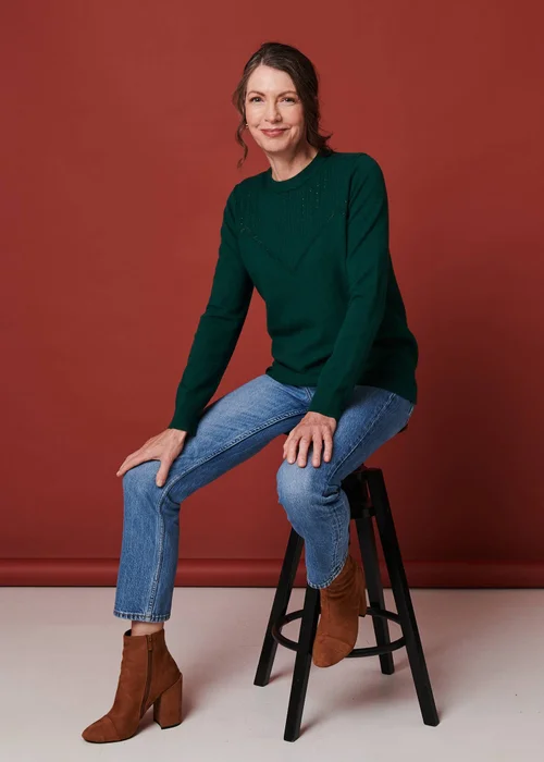 Izabel London Green Textured Knit Slim Fit Jumper - Size 16 Clothing Image 2