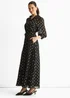 Gini London Black Chiffon Foil Belted Maxi Shirt Dress - 10 Image 4