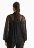 Gini London Black Animal Lace Neck Tie Detail Blouse - 12 Image 2