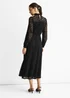 Gini London Black High Neck Jersey Lace Occasion Midi Dress - 8 Image 2