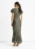 Gini London Dark Green Viscose Clipped Gold Jacquard Bias Cut Maxi Dress - 12 Image 3