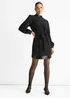 Gini London Black Sequin Trim High Neck Belted Mini Dress - 14 Image 1