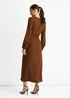 Gini London Brown Jersey Texture Wrap Metal Trim Midi Dress - 8 Image 2