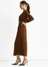 Gini London Brown Jersey Texture Wrap Metal Trim Midi Dress - 8 Image 4