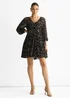 Gini London Black Multicolored Spot Viscose Clipped Jacquard Mini Tiered Dress - 12 Image 1