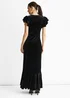 Gini London Black V Neck Ruffle Sleeves Velvet Occasion Maxi Dress - 12 Image 2