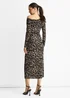 Gini London Grey Animal Jersey Animal One Shoulder Midi Dress - 10 Image 2