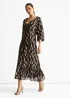 Gini London Chocolate Viscose Clipped Balloon Sleeve Maxi Dress - 14 Image 4