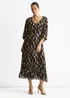 Gini London Chocolate Viscose Clipped Balloon Sleeve Maxi Dress - 14 Image 1