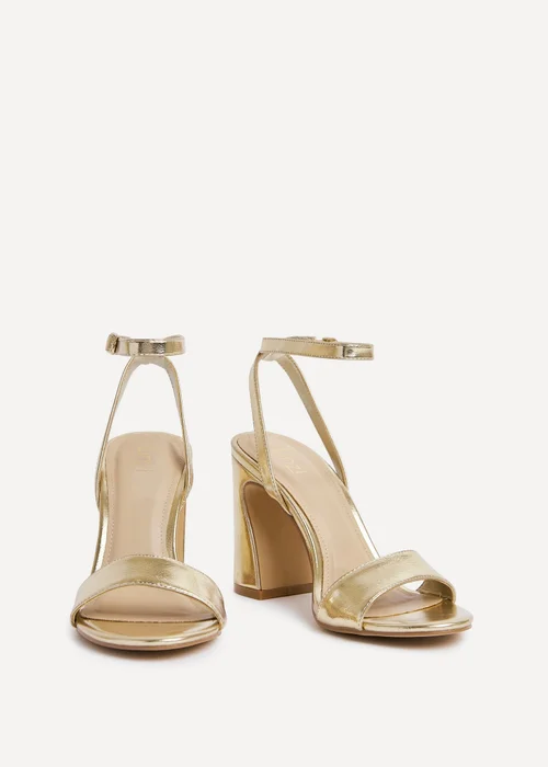 Linzi Trance Gold Faux Leather Block Heel - Size 4 Image 3